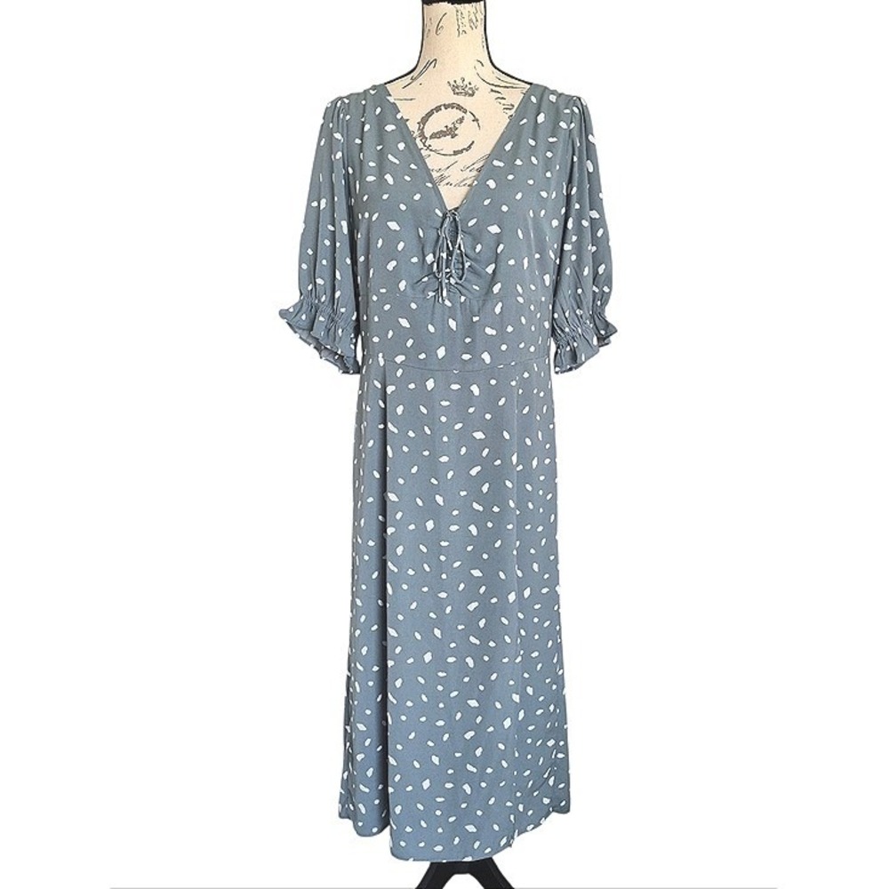 Abercrombie & Fitch Blue Polka Dot Midi Dress